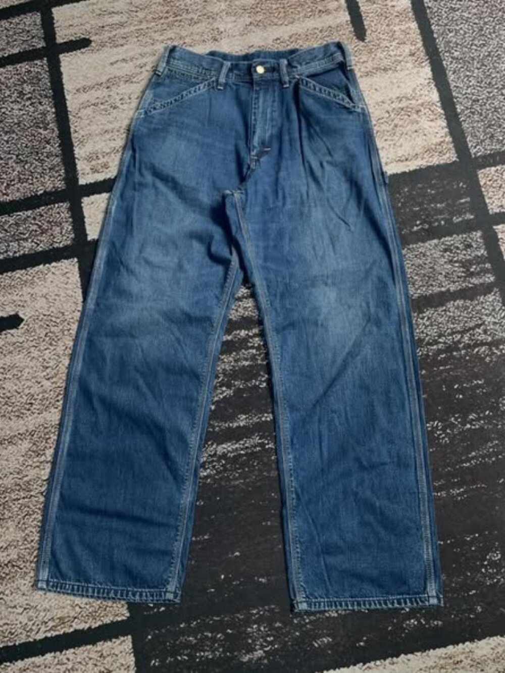 Blue Denim Workwear Straight Leg Pants